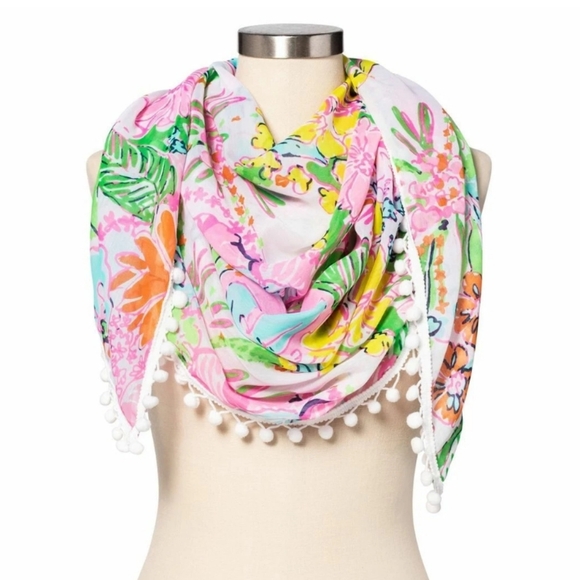 Lilly Pulitzer Accessories - Lilly Pulitzer for Target Scarf Nosey Posey Pom Pom Scarf